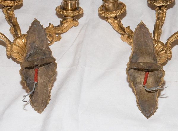 Paire D’appliques En Bronze Doré époque Restauration