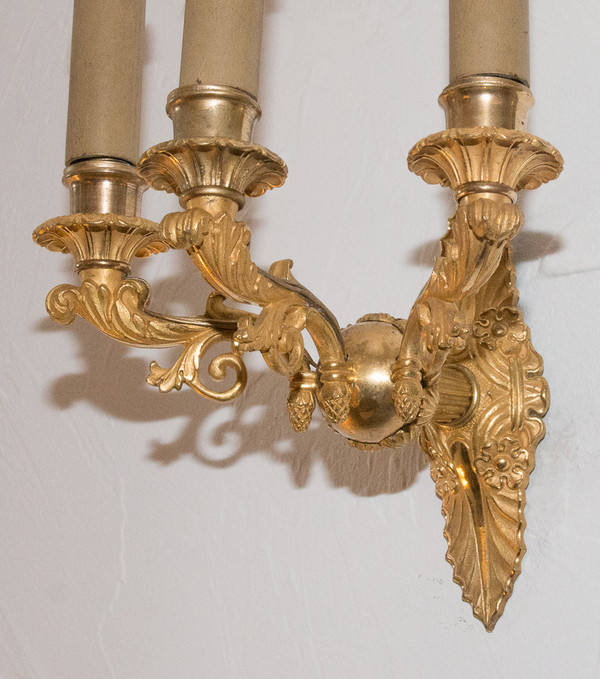 Paire D’appliques En Bronze Doré époque Restauration