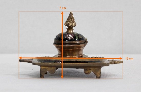  Piccolo calamaio in bronzo e smalto, periodo Napoleone III - XIX secolo