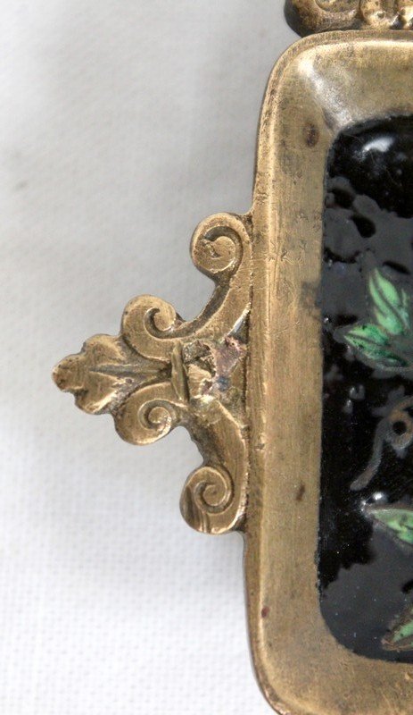  Piccolo calamaio in bronzo e smalto, periodo Napoleone III - XIX secolo
