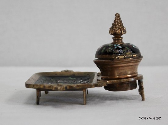  Piccolo calamaio in bronzo e smalto, periodo Napoleone III - XIX secolo