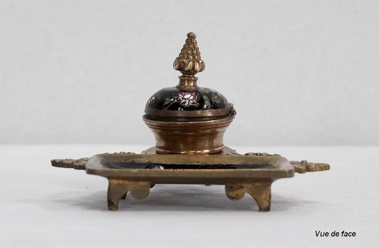  Piccolo calamaio in bronzo e smalto, periodo Napoleone III - XIX secolo