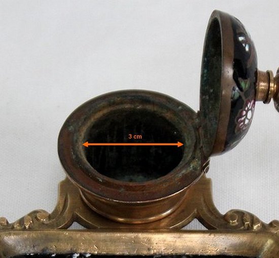  Piccolo calamaio in bronzo e smalto, periodo Napoleone III - XIX secolo