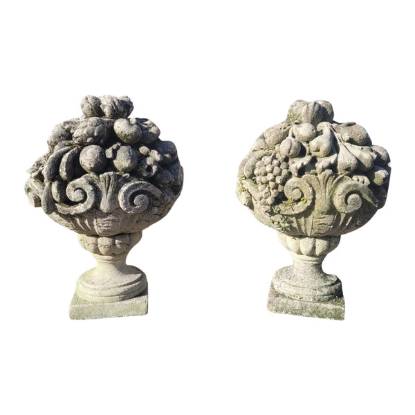 Stone Garden Vases, Fruit Cups, Early 20th Century