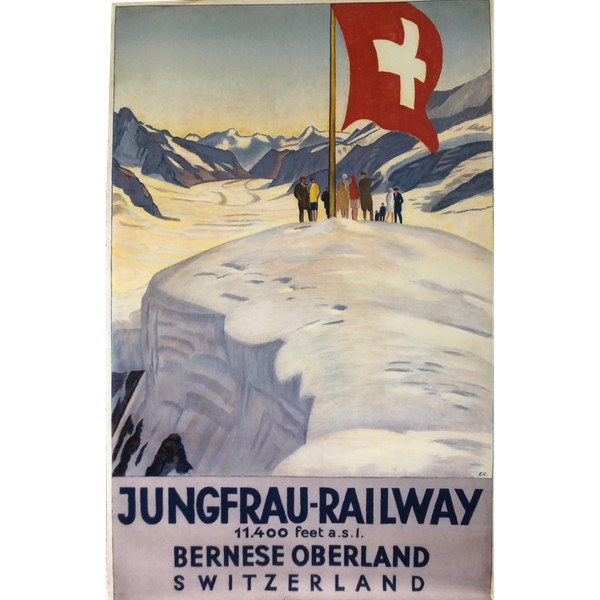 Original poster Jungfrau-Railway, Jungfraujoch, Bernese Oberland by Emil CARDINAUX circa 1930