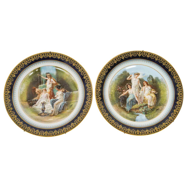 A pair of Limoge porcelain plates, early 20th century