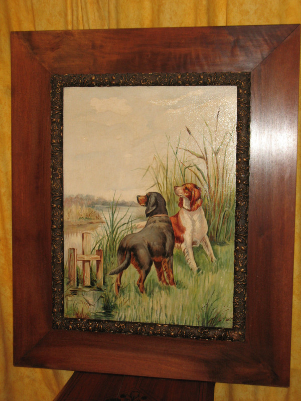 Jagdhunde Spaniel in den Sümpfen Öl auf Leinwand signiert
