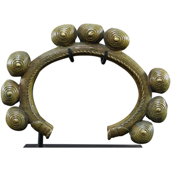 Ivory Coast, Dan People, Early 20th Century, Bronze Musical Bracelet With Nine Bells.
