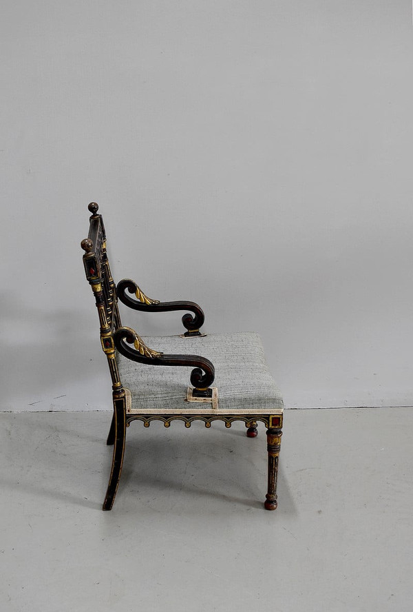 Petit fauteuil en Bois Noirci, époque Napoléon III – Milieu XIXe