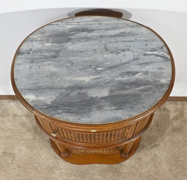 Small Beech Drum Table, Louis XVI style – 1920