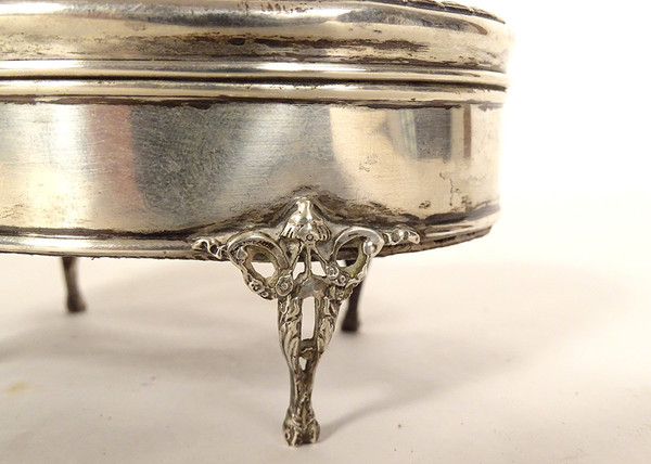 Kidney Jewelry Box Sterling Silver English London 1911 tortoiseshell 20th
