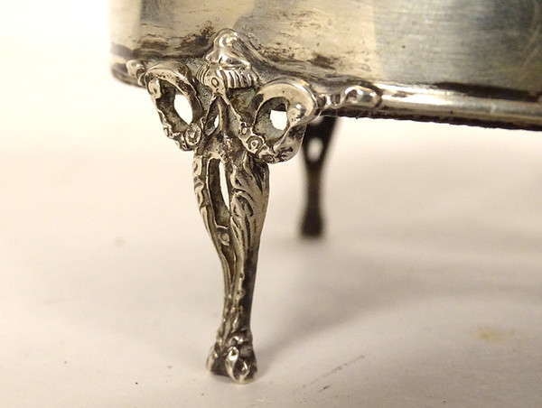 Kidney Jewelry Box Sterling Silver English London 1911 tortoiseshell 20th