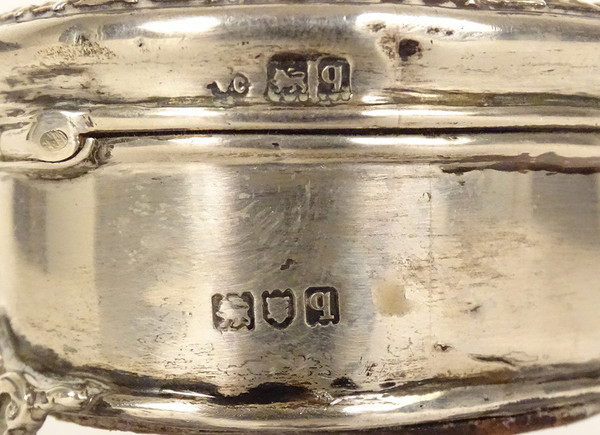 Kidney Jewelry Box Sterling Silver English London 1911 tortoiseshell 20th