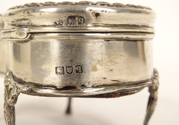 Kidney Jewelry Box Sterling Silver English London 1911 tortoiseshell 20th