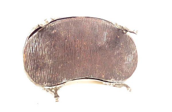 Kidney Jewelry Box Sterling Silver English London 1911 tortoiseshell 20th