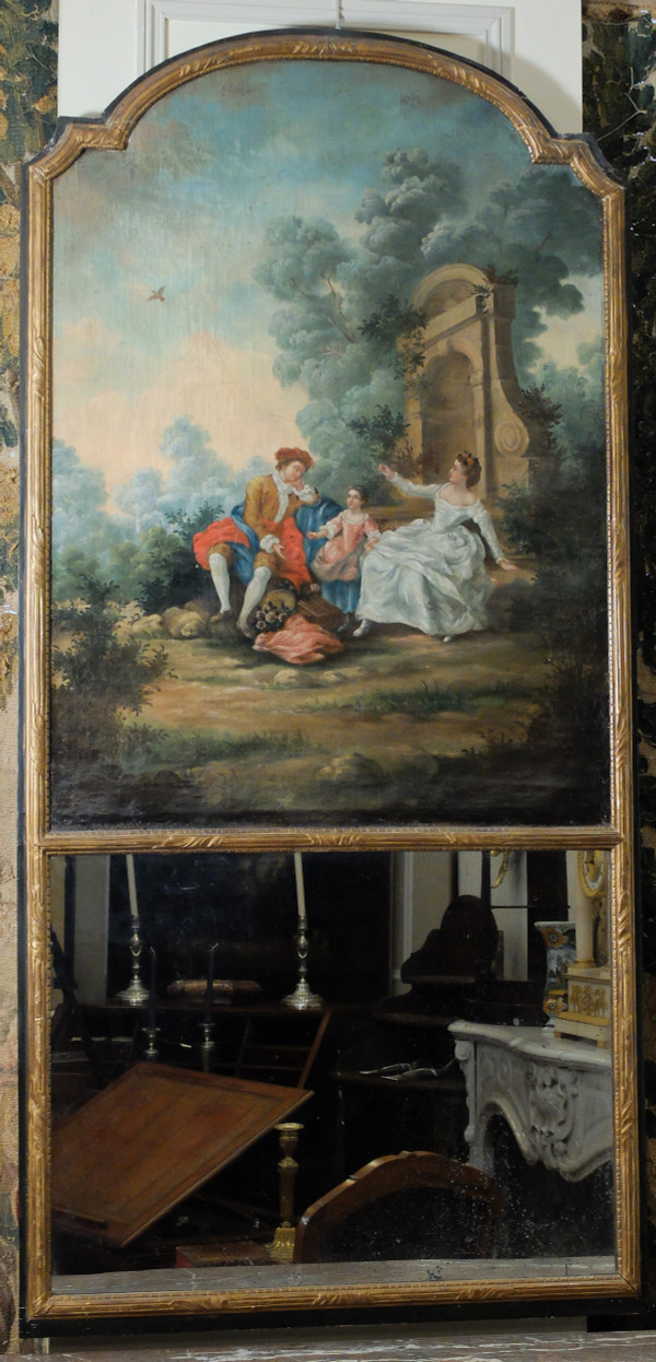 Trumeau peint d'époque Louis XVI 