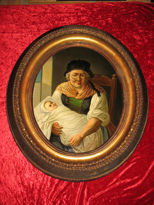 Johann Balthasar Bauer (1811-1883) Paar gerahmte Ölporträts auf Leinwand