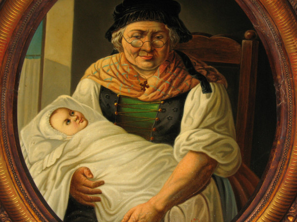 Johann Balthasar Bauer (1811-1883) Paar gerahmte Ölporträts auf Leinwand