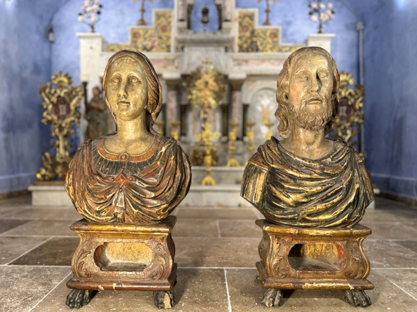 Pair Of Reliquary Busts Of Saints Sylvia And Gordian - Late 17th Century