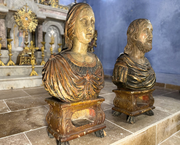 Pair Of Reliquary Busts Of Saints Sylvia And Gordian - Late 17th Century