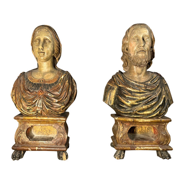Pair Of Reliquary Busts Of Saints Sylvia And Gordian - Late 17th Century