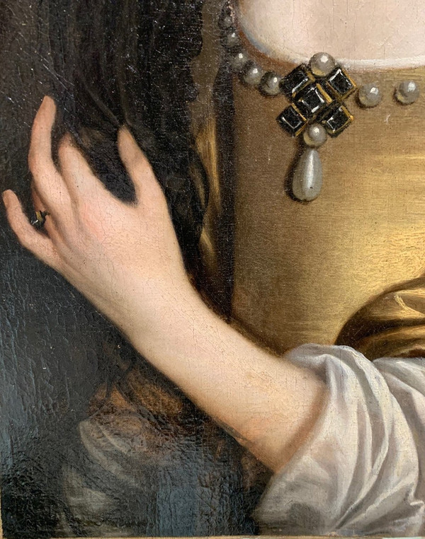 Ritratto di giovane donna del XVII secolo seguace di Van Dyck 1599/1641