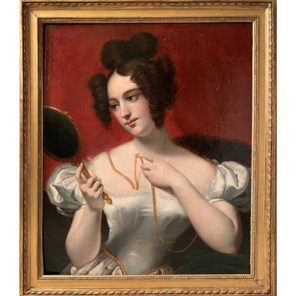 Femme Au Miroir Att. Claude Marie Dubufe (1790/1864)