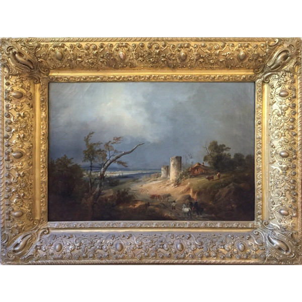 Paesaggio firmato Dubuisson 1834 (1805/1870)