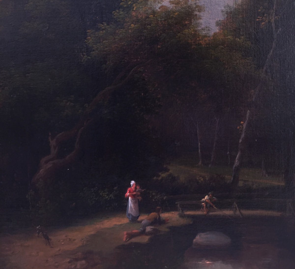 Paesaggio animato del sottobosco del XIX secolo