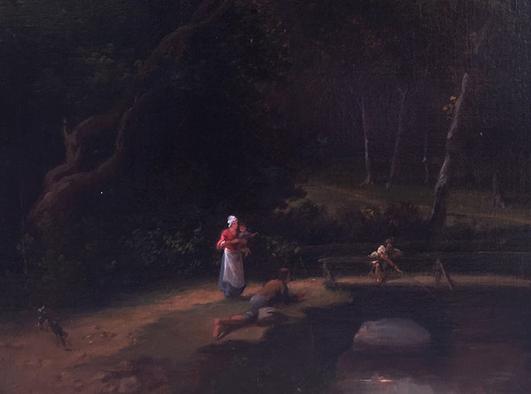 Paesaggio animato del sottobosco del XIX secolo