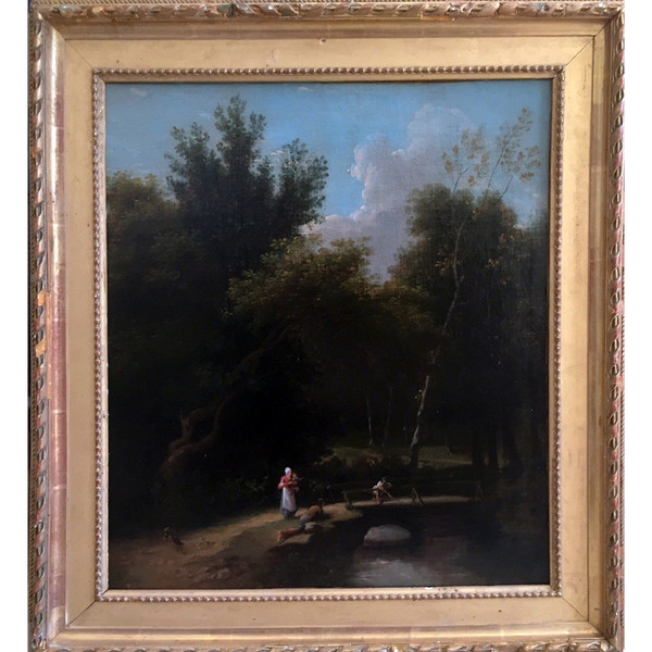 Paesaggio animato del sottobosco del XIX secolo