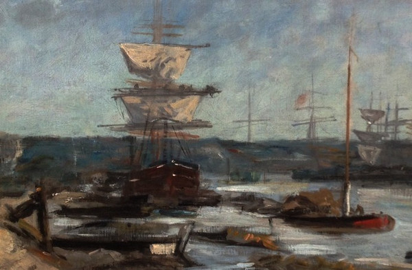 Vue D’un Port Signé Geneste (1823/1889)