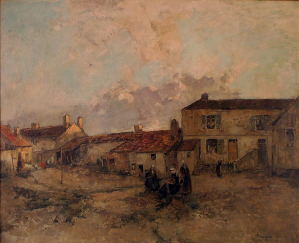 Frauen auf einem Bauernhof, 19. Jahrhundert, signiert Vauthrin