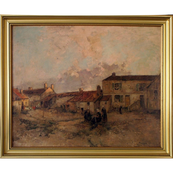 Frauen auf einem Bauernhof, 19. Jahrhundert, signiert Vauthrin