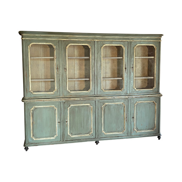 8-door display bookcase with pulls dating from the end of the 19th century, very pretty patina