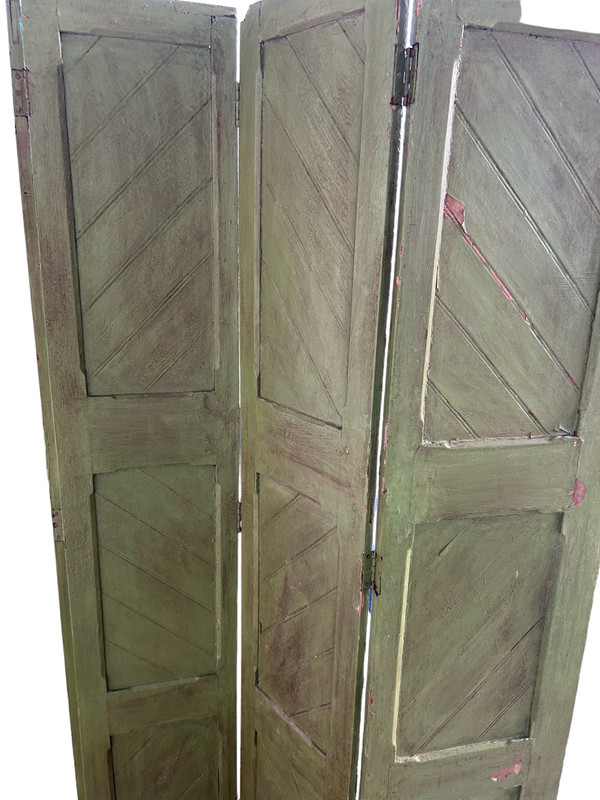 Paravento in Legno Dipinto India XIX Secolo H 206 X L 171 Cm