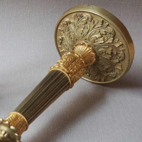 Large torches or candlesticks - Double patina and foliage decoration - Charles X period