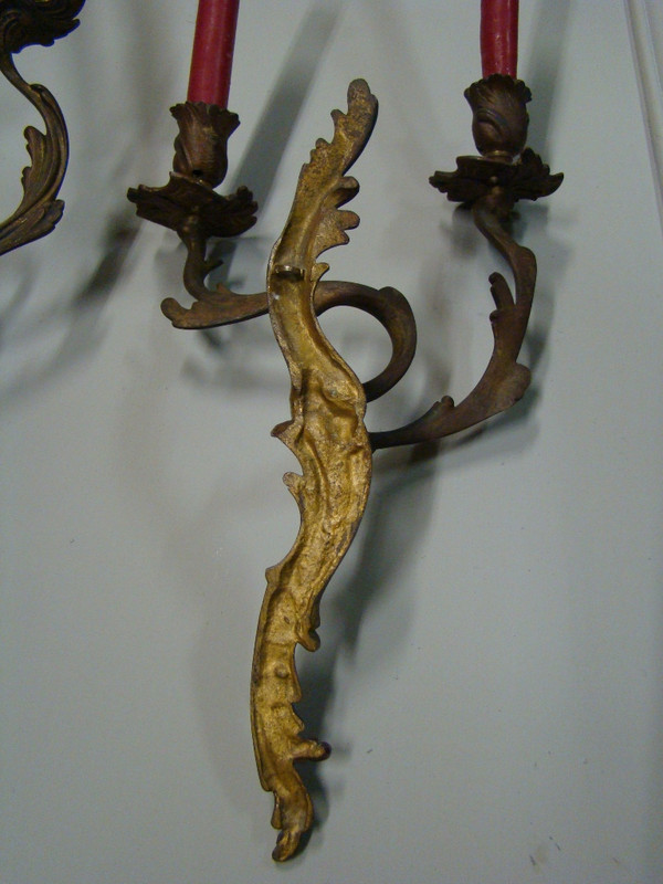 Paire d'Appliques En Bronze Doré De Style Louis XV
