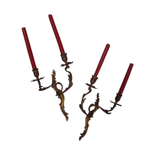 Paire d'Appliques En Bronze Doré De Style Louis XV