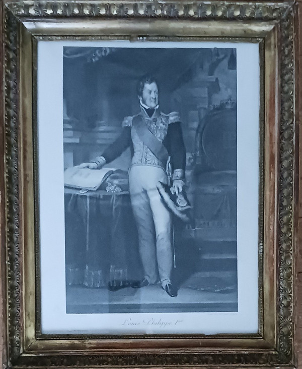 D'après Gérard - gravure du roi Louis Philippe par Dupont - cadre à palmettes Empire - souvenir royaliste