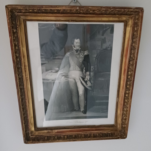 D'après Gérard - gravure du roi Louis Philippe par Dupont - cadre à palmettes Empire - souvenir royaliste