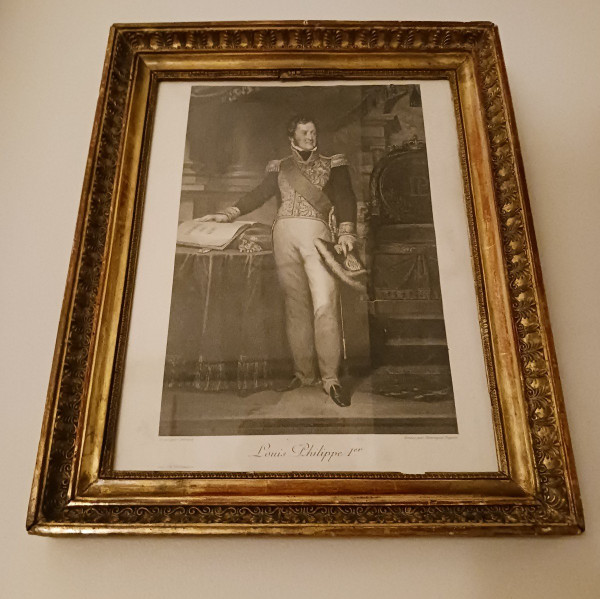 D'après Gérard - gravure du roi Louis Philippe par Dupont - cadre à palmettes Empire - souvenir royaliste