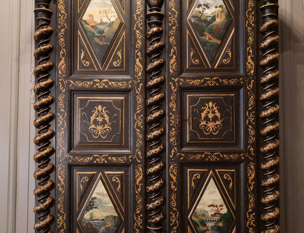 Kleiner Schrank, bemalt im Geschmack von Uzès. Epoche Mitte 17.