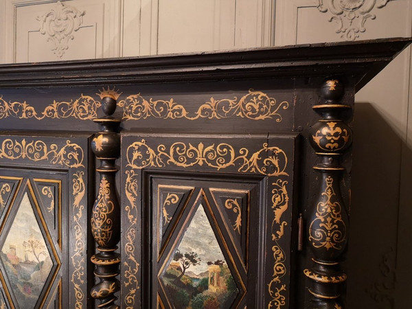 Kleiner Schrank, bemalt im Geschmack von Uzès. Epoche Mitte 17.