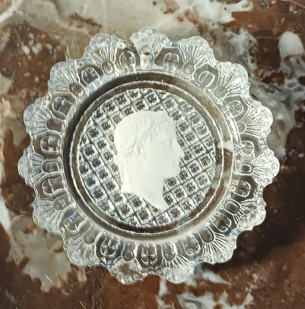 Baccarat - crystal-ceramic with the profile of Napoleon as Caesar - Brouwet collection - Empire, circa 1810