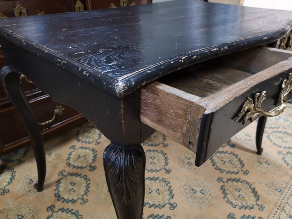 Scrivania in legno laccato nero in stile Regency