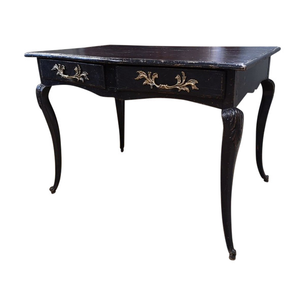 Scrivania in legno laccato nero in stile Regency