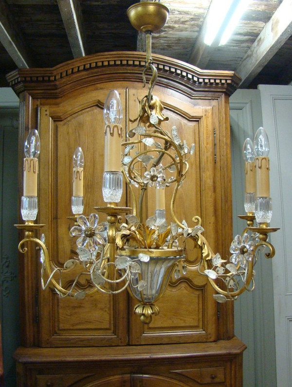 Lampadario a sette luci in stile Maison Baguès