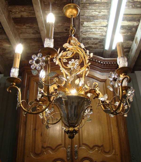 Lampadario a sette luci in stile Maison Baguès