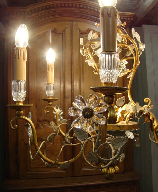 Lampadario a sette luci in stile Maison Baguès